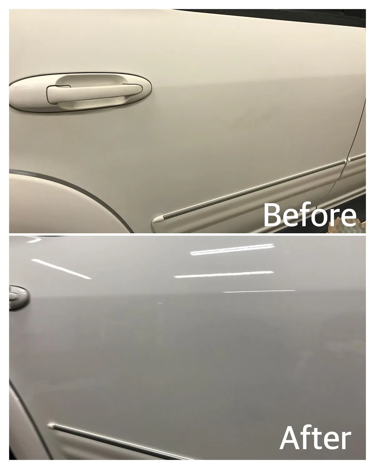 Before and after paint correction detail