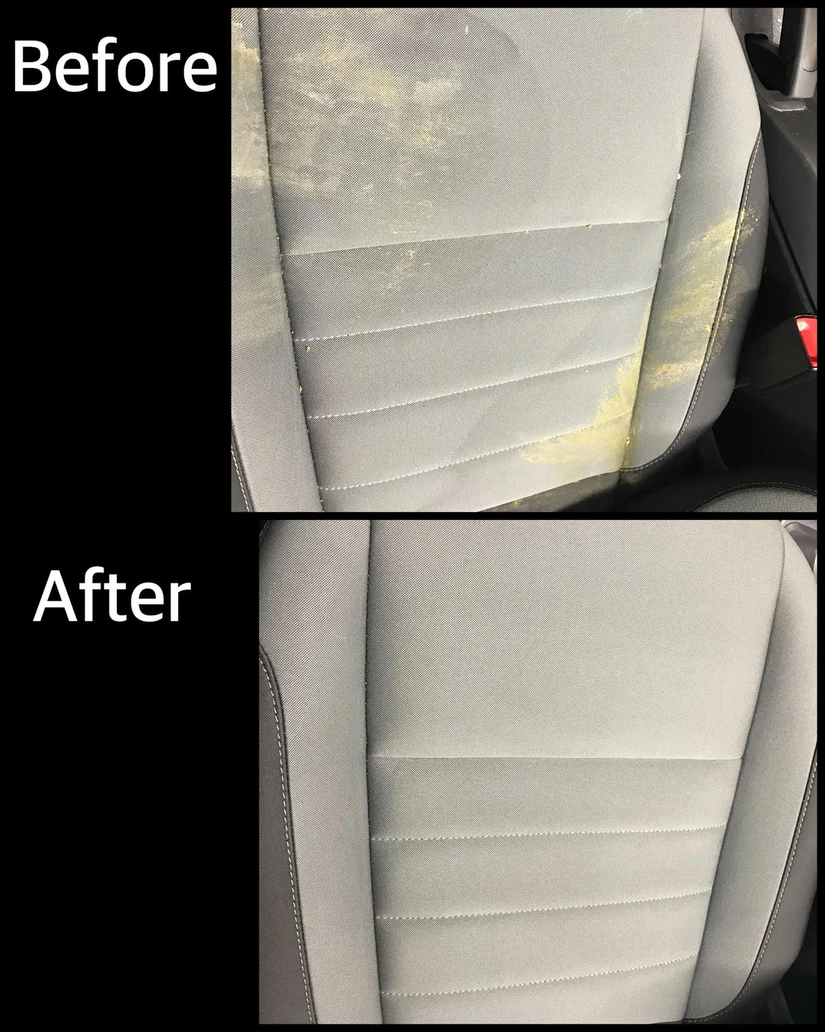 Before and after seat cleaning